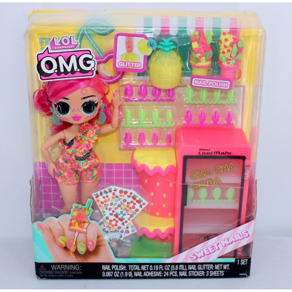 Sweet Nails Pinky Pops Fruit Shop Playset Doll Nail Polish Stickers Glitter